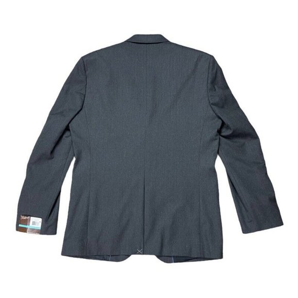 Perry Ellis Mens Single Breasted Blazer Gray Flap Pockets Classic Fit 40R New - Picture 2 of 10